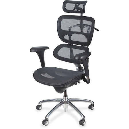 Mesh Task Chair, 18" to 21", Adjustable Arms, Black