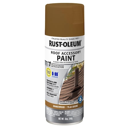 Rust Preventative Spray Paint, Shakewood, Flat, Solvent, 12 Oz