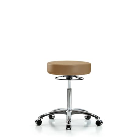 Rutledge Vin Stool without Back Chrome-Medium Bench Height with Casters in Taupe Trailblazer Vin