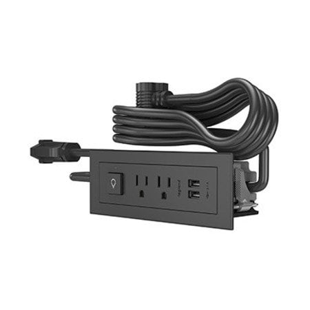 Outlet Strip, USB, 2 NEMA 5-15P, 5-15P, 6 ft., Black