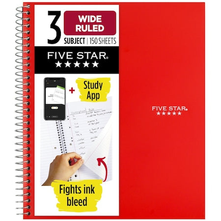 Spiral Notebook Plus Study App, 3 Sub, W