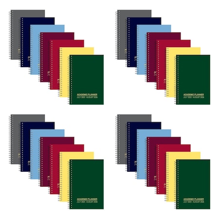 Case of Assorted Cover WB Academic Planners, 7.5""x5"", 64 sht, weekly 14-month format, Recycled Paper,PK28