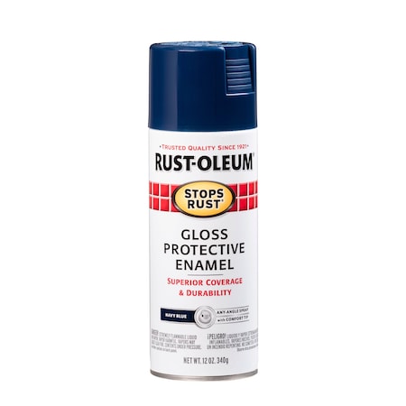 Spray Paint, Navy, Gloss, Solvent, 12 oz.
