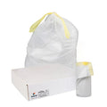 Trash Bags: 13 gal Capacity, 24 in x 28 in, 0.85 mil Thick, Drawstring, White, 250 PK