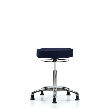 Rutledge Fab Stool without Back Chrome - Medium Bench Height with Stationary Glides in Navy Fab
