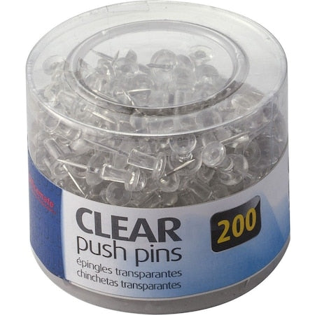 Push Pins, Clear, 1/2" L, PK1200