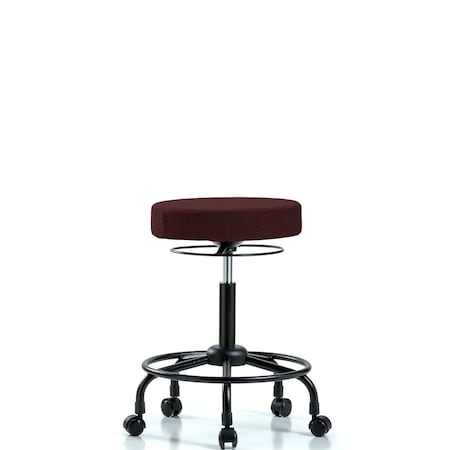 Rutledge Fab Stool without Back - Med Bench Height with Round Tube Base and Casters in Burgundy Fab