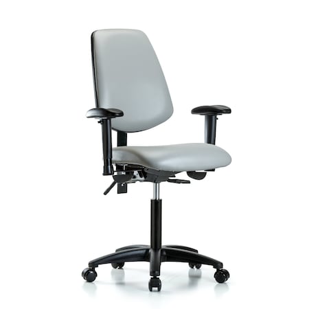 Medium Bench Chair Adjustable Arms, 22"" to 29"" Height, Vinyl, Dove
