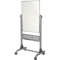 Dry Erase Board, Porcelain, 40 in, 30 in, Aluminum Frame, White, Gloss