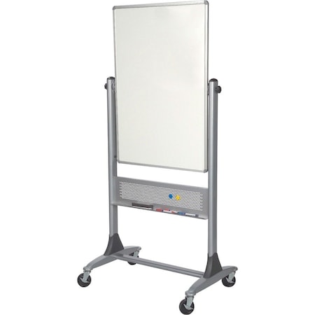 Dry Erase Board, Porcelain, 40 in, 30 in, Aluminum Frame, White, Gloss