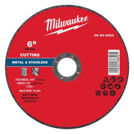Cut-Off Wheel, 7/8" Sz, 6" dia.