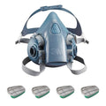 Half Mask Respirator Kit: 4 Cartridges Included, Ammonia/Methylamine, Green, 7500 Series, Size L