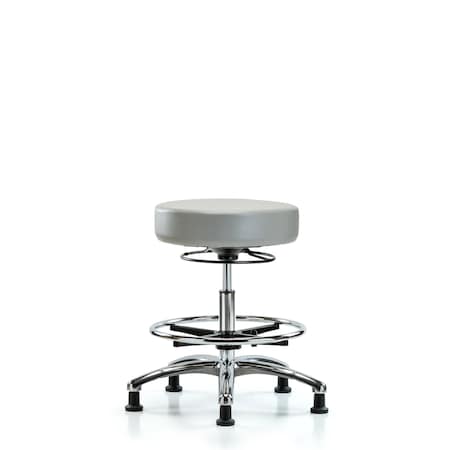 Vin Stool without Back Chr-Med Bench Ht with Chr Foot RingandStat Glides in Dove Trailblazer Vin