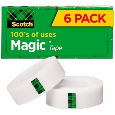 Office Tape, Transparent, 3/4x1000In, PK6
