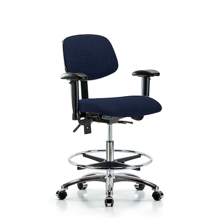 Medium Bench Chair Chair, Fab, Med Ben, CF Cast, Nav, Adjustable Arms, 22" to 29" Height, Fabric
