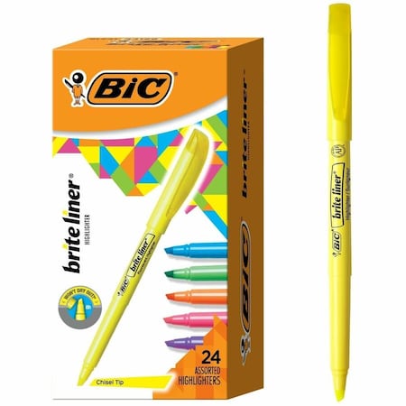 Brite Liner Highlighter, Assorted, PK24