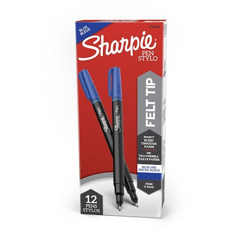 Stick Permanent Pen, Fine 0.8 mm, Blue PK12