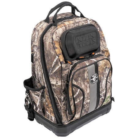Tool Backpack, Camo, 1680d Ballistic Weave Body; Hard Molded Polypropylene Bottom, 40 Pockets