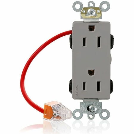 Straight Blade Receptacle, 5-15R, 15 A, 125V AC, Flush Mount, Self-Grounded