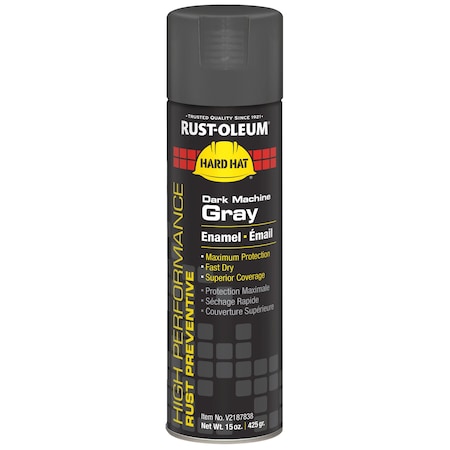 Rust Preventative Spray Paint, Dark Machine Gray, Gloss, Solvent, 15 oz
