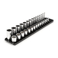 3/8 Inch Drive 12-Point Socket Set with Rails and Tray, 30-Piece 1/4-1 in.