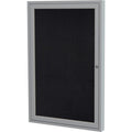 Enclosed Rubber Bulletin Board 24"x18", 1 Hinged Door, Black
