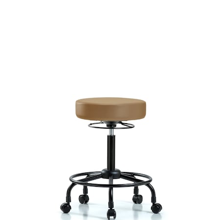 Vinyl Stool without Back-Medium Bench Height with RT Base and Casters in Taupe Trailblazer Vinyl