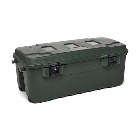 Stackable Storage Trunk W/ Lid, 27 gal, 37-3/4 in L x 18-1/4 in W x 14 in H, Green, Plastic