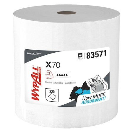 Power Clean X70 Medium Duty Cloths in a Bucket Refill, Long Lasting, White, 3 PK