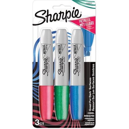 Metallic Chisel Permanent Marker, PK3