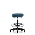 Rutledge Fab Stool without Back-High Bench Height with Chr Foot RingandStat Glides in Blue Fab
