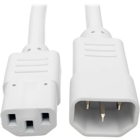 Computer Power Extension Cord 10A 18AWG C14 to C13 White 2FT 2ft