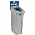 23 gal Rectangular Recycling Station, Flat with Top Opening, Blue, 1 Openings