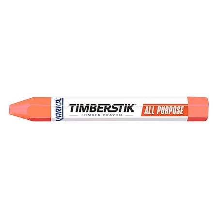 Marking Crayon, 4-3/4 in L, Orange, Wax, PK12