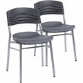 CafeWorks Chair, Graphite Seat and Back, Silver Frame, 18 in Seat Height, 2 PK