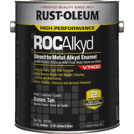 Interior/Exterior Paint, High Gloss, Oil Base, Dunes Tan, 1 gal