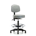 Vin Stool with Back-High Bench Ht with Seat Tilt, Chr FR, andStat Glides in Dove Trailblazer Vin
