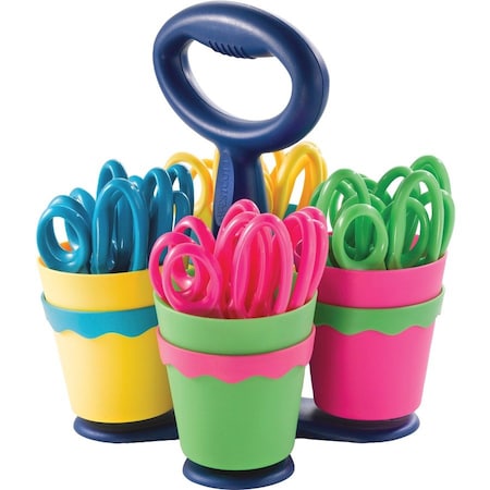 Scissors, Scissor Caddy W/ 24 pcs 5" Kids Blunt W/ Anti-Microbial