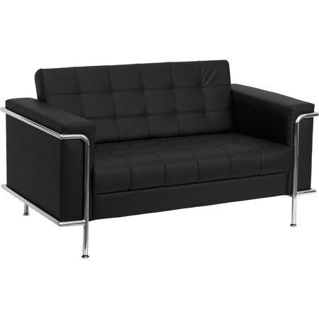 Black LeatherSoft Double Stitch Detail Loveseat