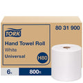 Hardwound Paper Towel Roll, 1 Ply, Continuous Roll Sheets, 800 ft, White, 6 PK