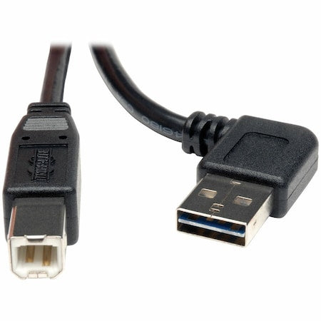 Right Angle USB Cable, Black, 6ft L