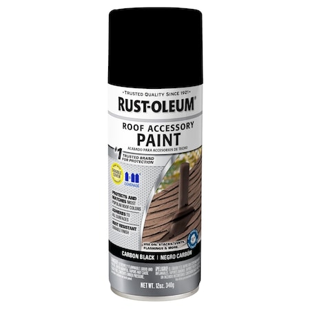 Rust Preventative Spray Paint, Carbon Black, Flat, Solvent, 12 Oz