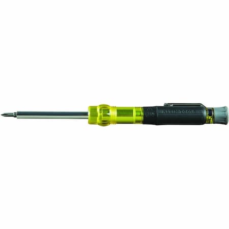 Multi-Bit Electronics Pocket Screwdriver, SAE, 4-In-1 No. 0, No. 00, 1/8 in, 3/32 in, 6 1/2 in L