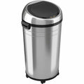 23 gal Round Indoor Metal Can, Silver, Touchless Sensor Lid, Stainless Steel, 17.5 in