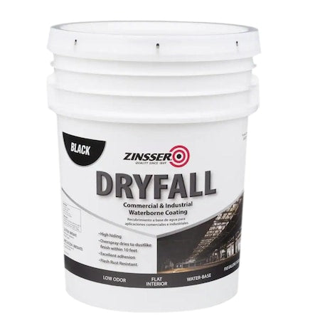 Dryfall Commercial & Industrial Waterborne Coating, Black, Flat, 5 Gallon
