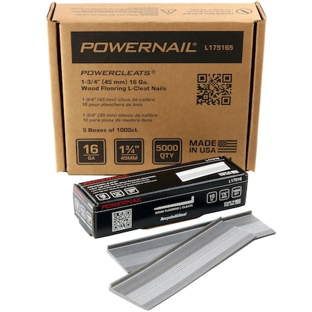 Collated Flooring Nail, 1-3/4 in L, 16, L-Head Head, 5000 PK