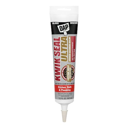 Acrylic Latex Sealant, 6 oz, Tube, Biscuit, Acrylic Latex Base, Kwik Seal Ultra