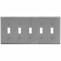 Toggle Switch Wall Plate, Number of Gangs: 5 Plastic, Satin Finish, Graphite