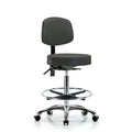 Vin Stool with Back Chr-High Bench Ht with Seat Tilt, Chr FR, andCasters in Charcoal Trailblazer Vin
