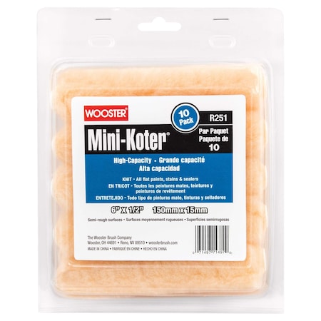 Paint Roller Cover, 1/4" dia. Core, PK10